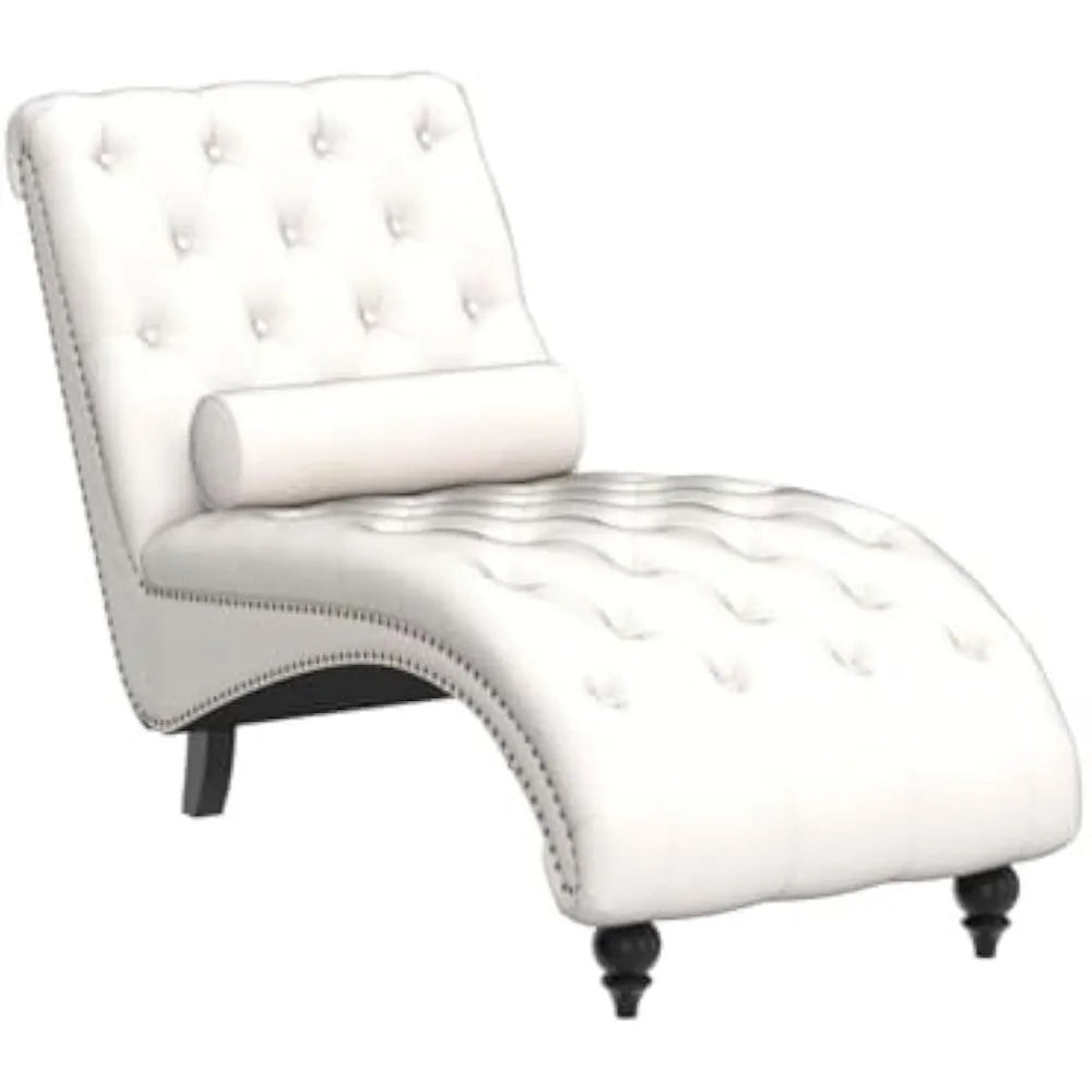 HUANZHUANG Button-Tufted Upholstered Chaise Lounge With Pillow
