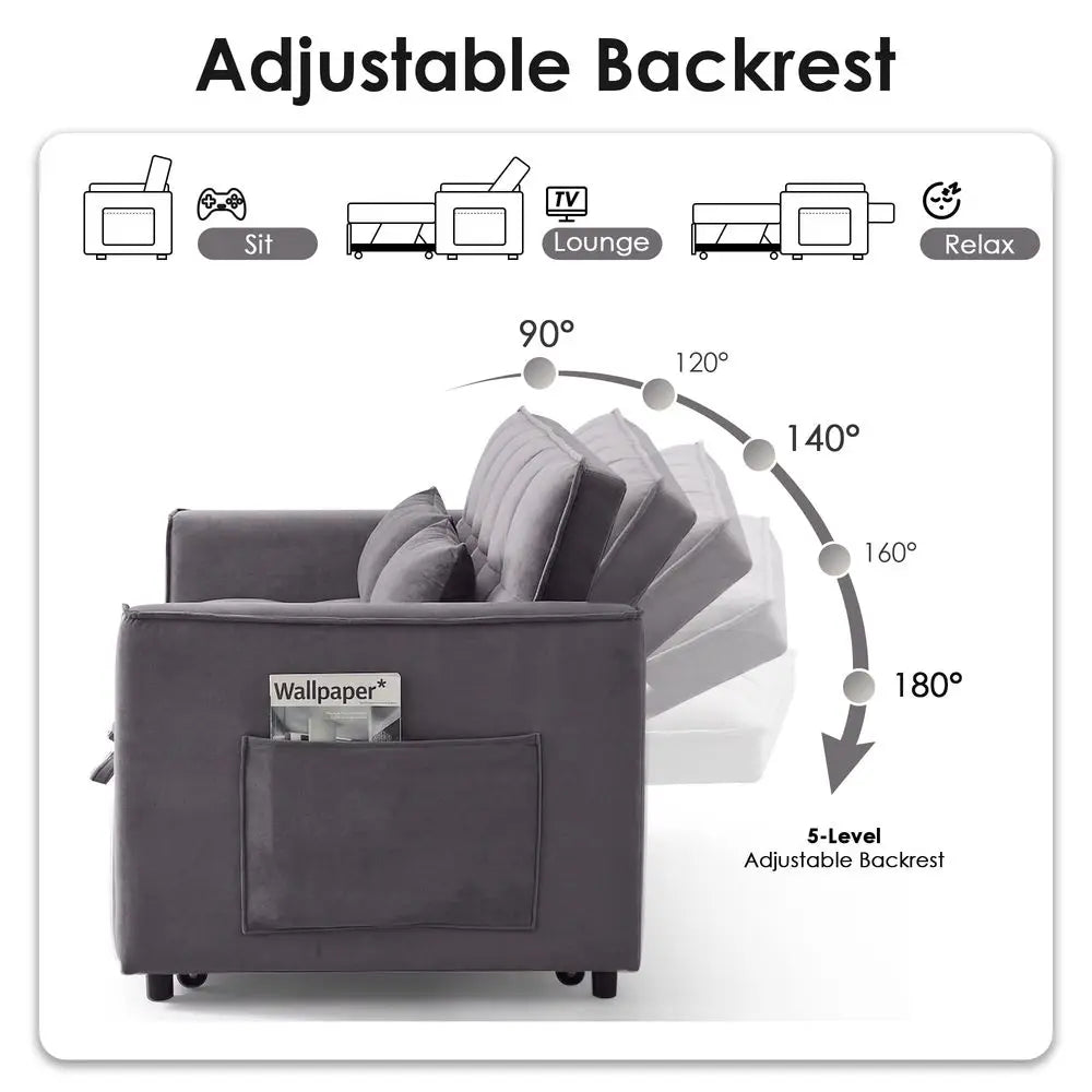 in 1 Convertible Sleeper Sofa Bed, 55 Pull Out Couches, Modern Loveseat Sleeper Sofa with Adjustable Reclining Backrest amp Sid