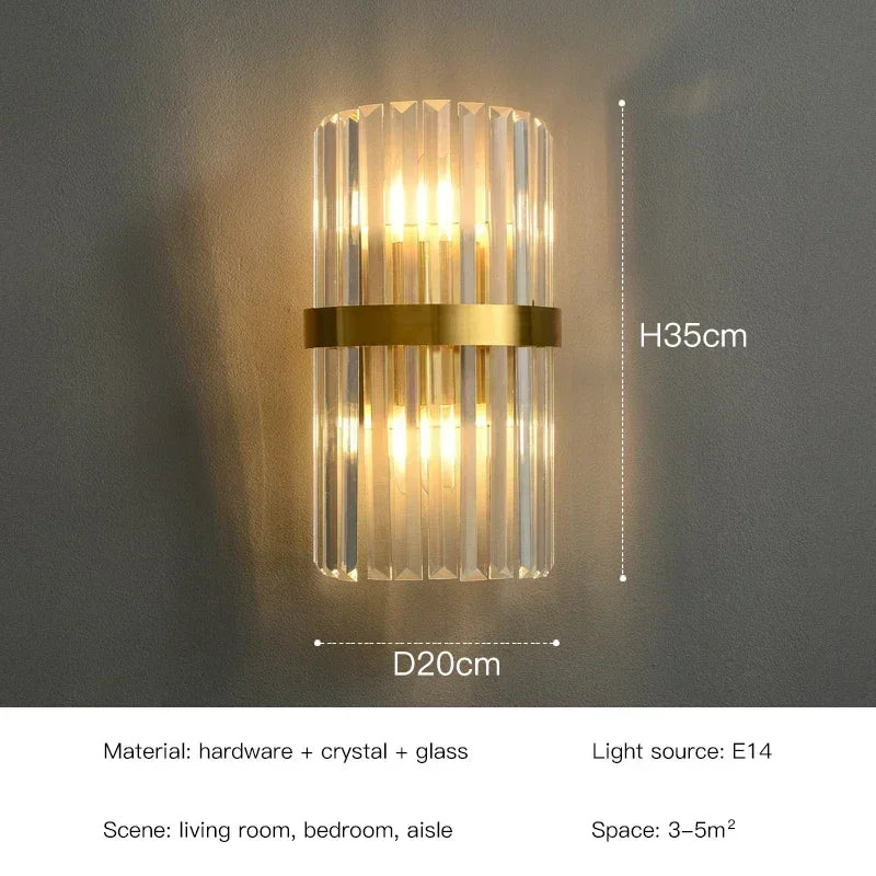 Modern LED Luxury Crystal Wall Lamps For Living Room Hall Foyer Hotel Indoor Home Art Decor Wall Sconces Gold Bedside Lights Wal