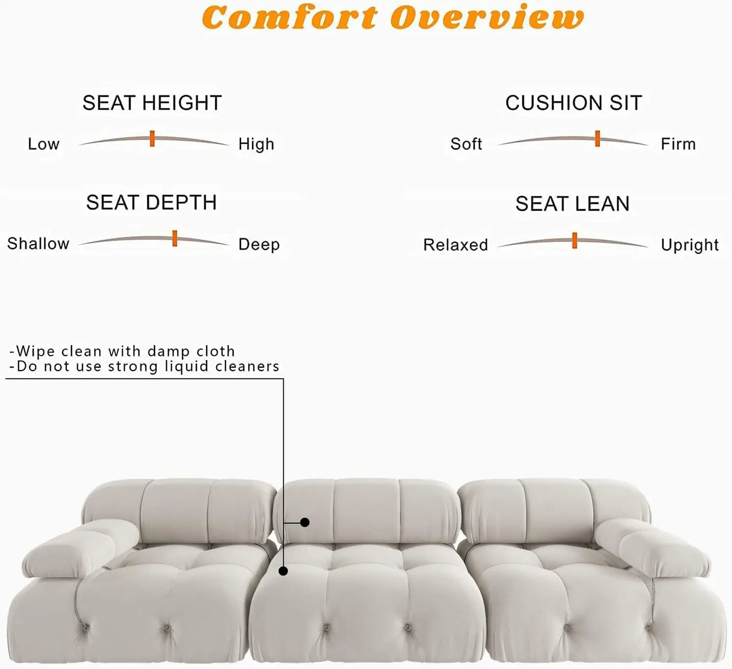 Sdorens Minimalist Velvet Modular Sectional Sofa Set