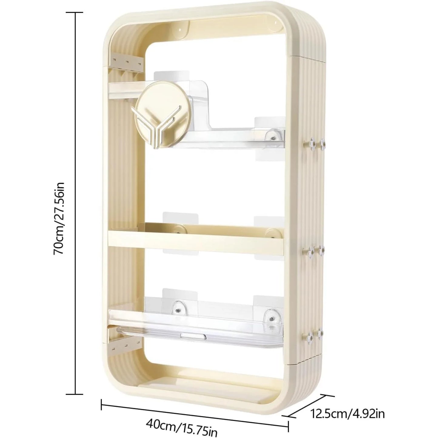 Four-Tier Wall Mount Makeup Organizer With Adhesive Shelf
