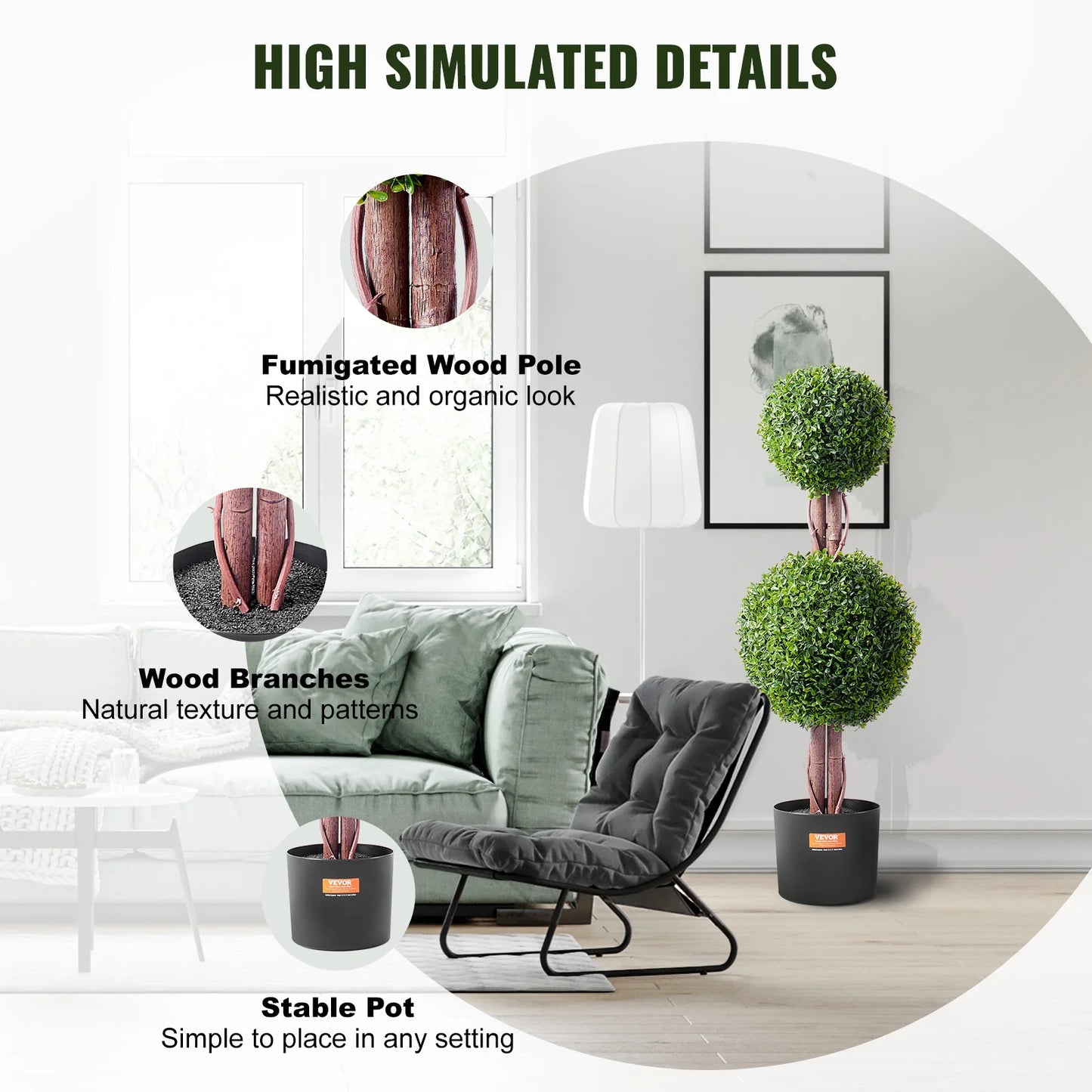 SucceBuy Artificial Boxwood Topiary Tree For Home Decor