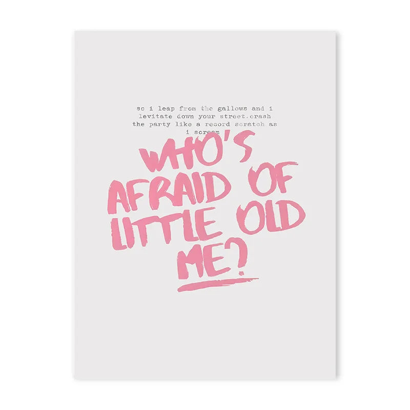 Pink Trendy Art Lyrics Poster Teenage Girl Dorm Room Cosy Wall Canvas Wall Hanging Painter Residence Catch Angry Eyes Wall Art