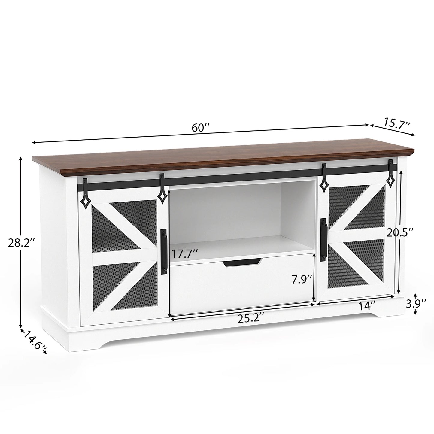 Modern TV Stand For 60 Inch TVs With 1 Drawer 2 Cabinets