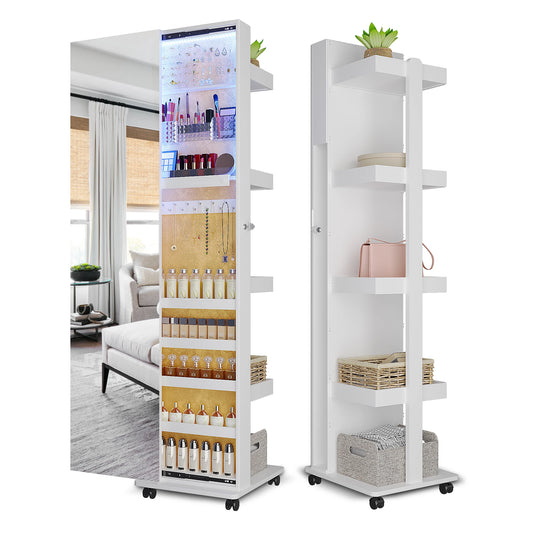 360 Degree Rotating LED Jewelry Armoire With Mirror