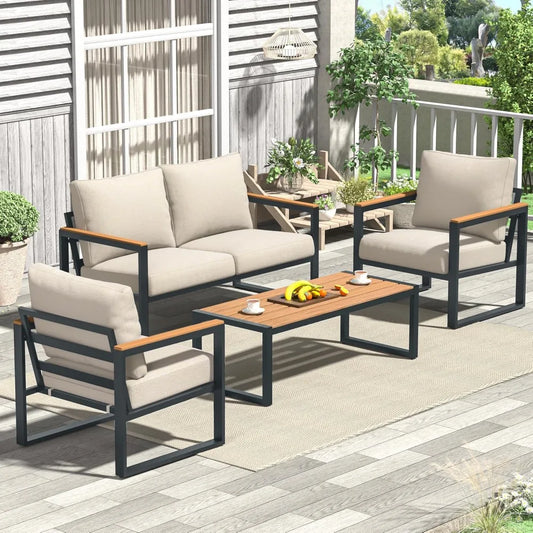 Huanzhuang Outdoor Patio Furniture Set 4 Piece Metal