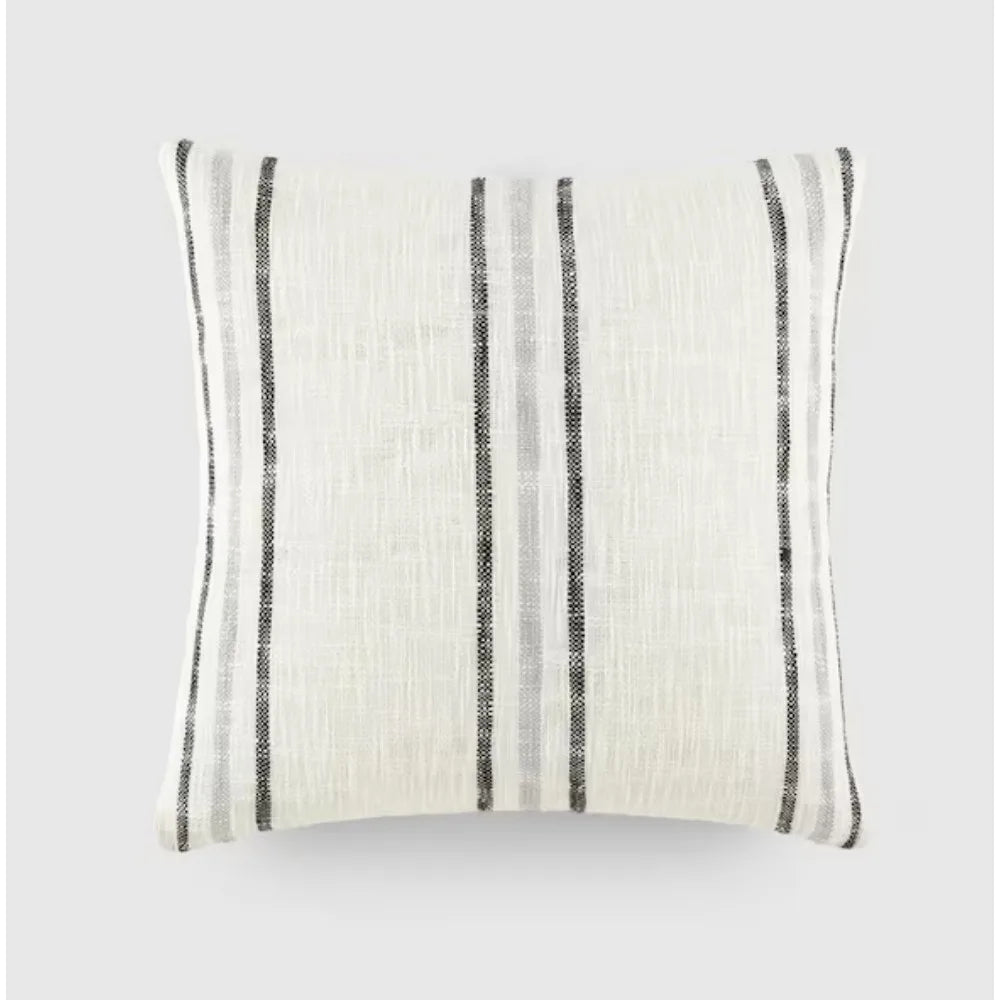 Yarn-Dyed Cotton Decor 20 in. x 20 in. Throw Pillow; The removable cover, equipped with a hidden zipper closure