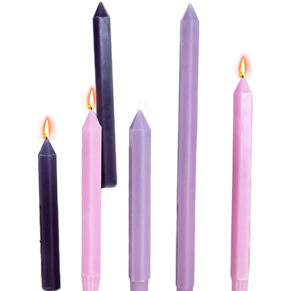 Hexagon Stripe Pole Acrylic Candle Mold Pointed Long Rod Making Set Geometry Candlestick Plastic Mould Home Party Art Decor Gift