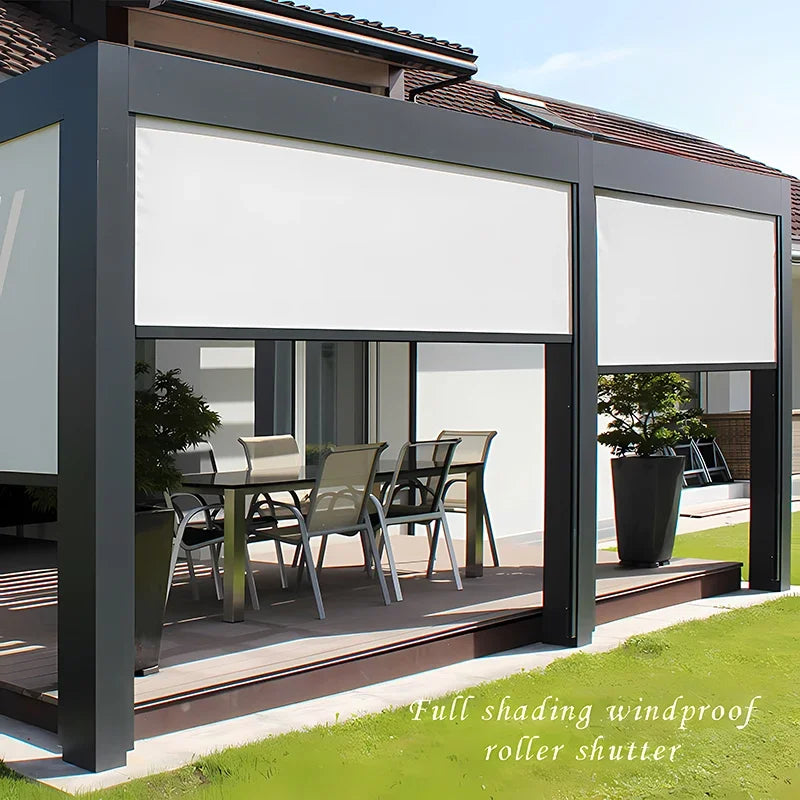 Outdoor Wind-Resistant Roller Awning: Rainproof Curtain for Courtyards & Terraces 3X33x3