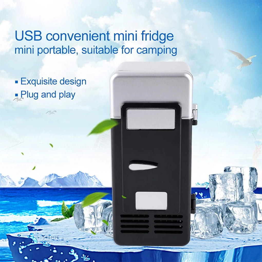 Portable 5V Desktop USB Electric Refrigerator Multi-functional Classic Practical Mini Car Beverage Cooling Fridge