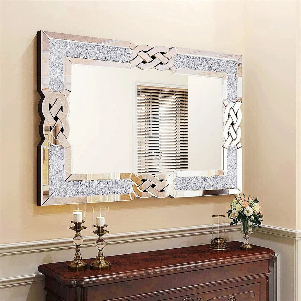 Crystal Crush Diamond Mirror Wall Hang Silver 90 100 120 cm