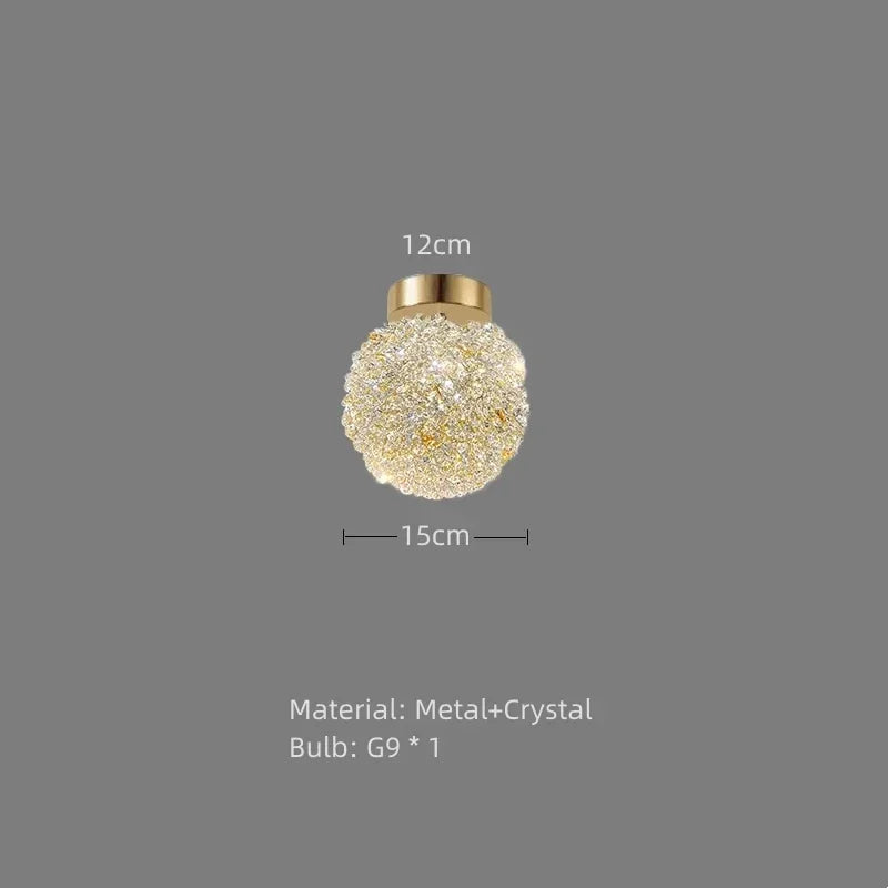 2024 New Luxury Bedside Crystal Chandelier High-end Warm Romantic Living Room Bedroom Aisle Ceiling Lamp Art Decor Light Fixture
