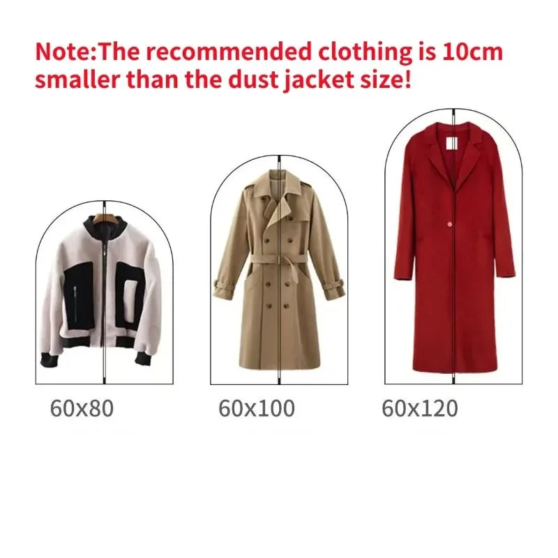 1-10PC Clothes Hanging Dust Cover Wedding Dress Cover Suit Coat Storage Bag Transparent Fully Enclosed Clothes Cover with Zipper