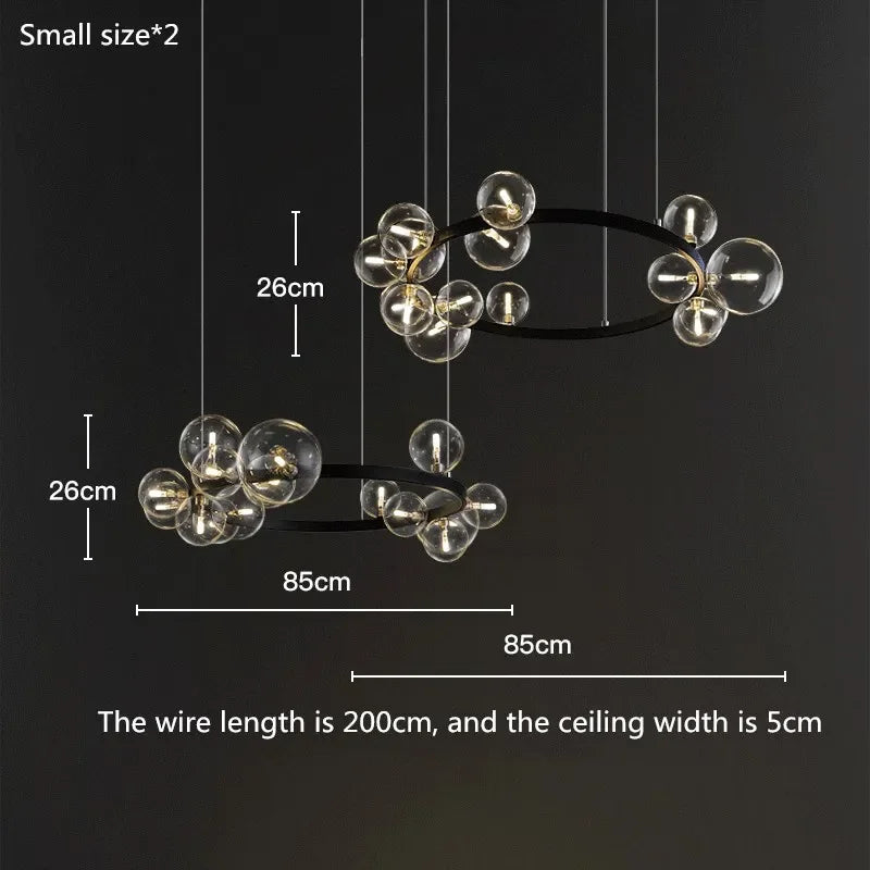Round Glass Bubbles Chandelier For Living Room Dining Room Kitchen Table Bedroom Modern Glass Ball Pendant Lights Black