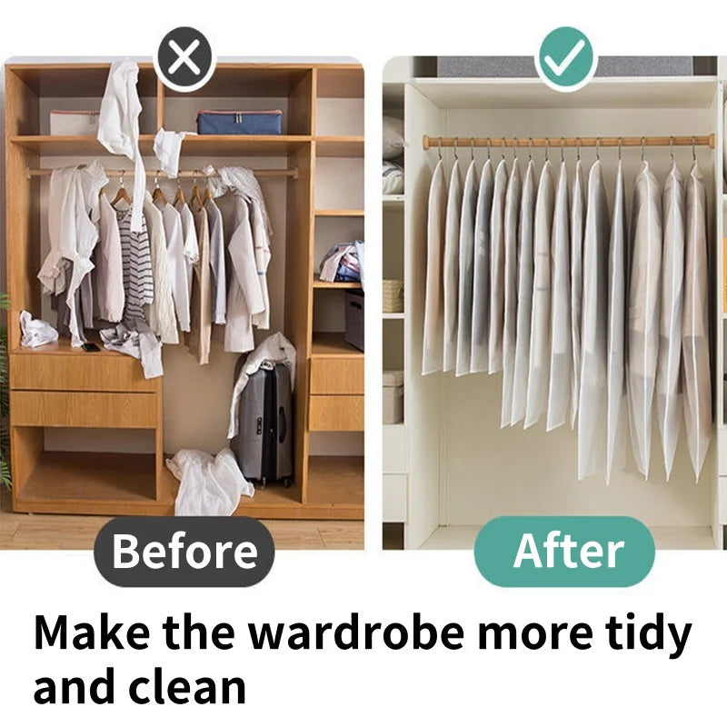 1-10PC Clothes Hanging Dust Cover Wedding Dress Cover Suit Coat Storage Bag Transparent Fully Enclosed Clothes Cover with Zipper
