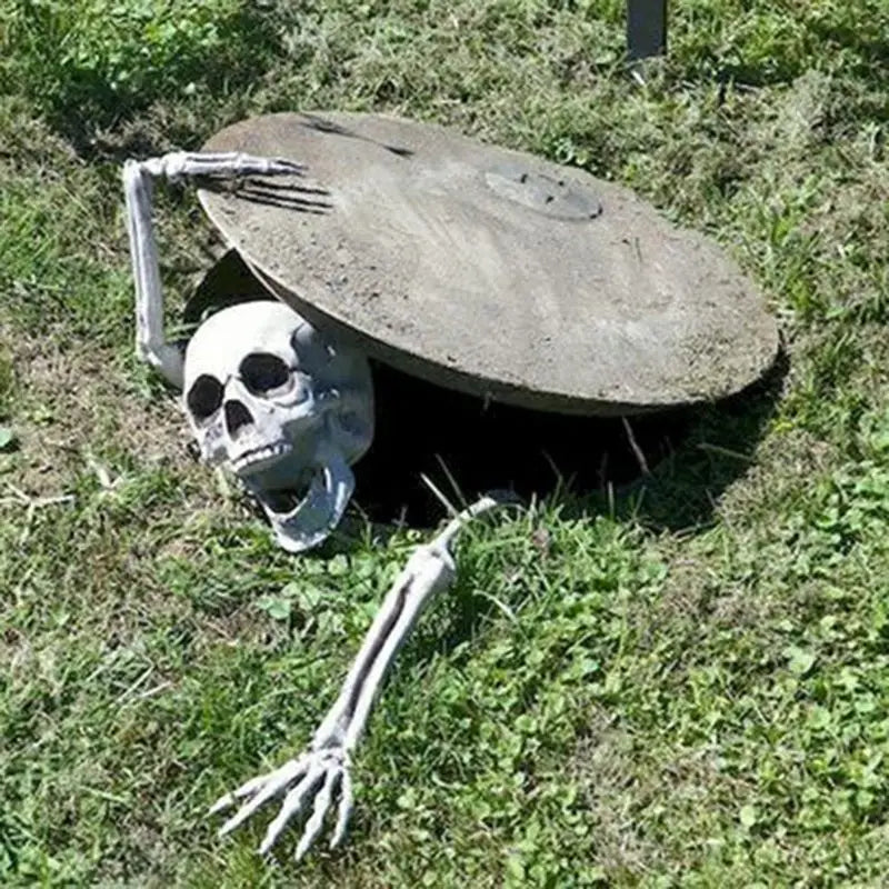 Halloween decor Skeleton Stakes Halloween Realistic Skull Skeleton Head Human Hand Arms for Halloween Party Home Garden Lawn