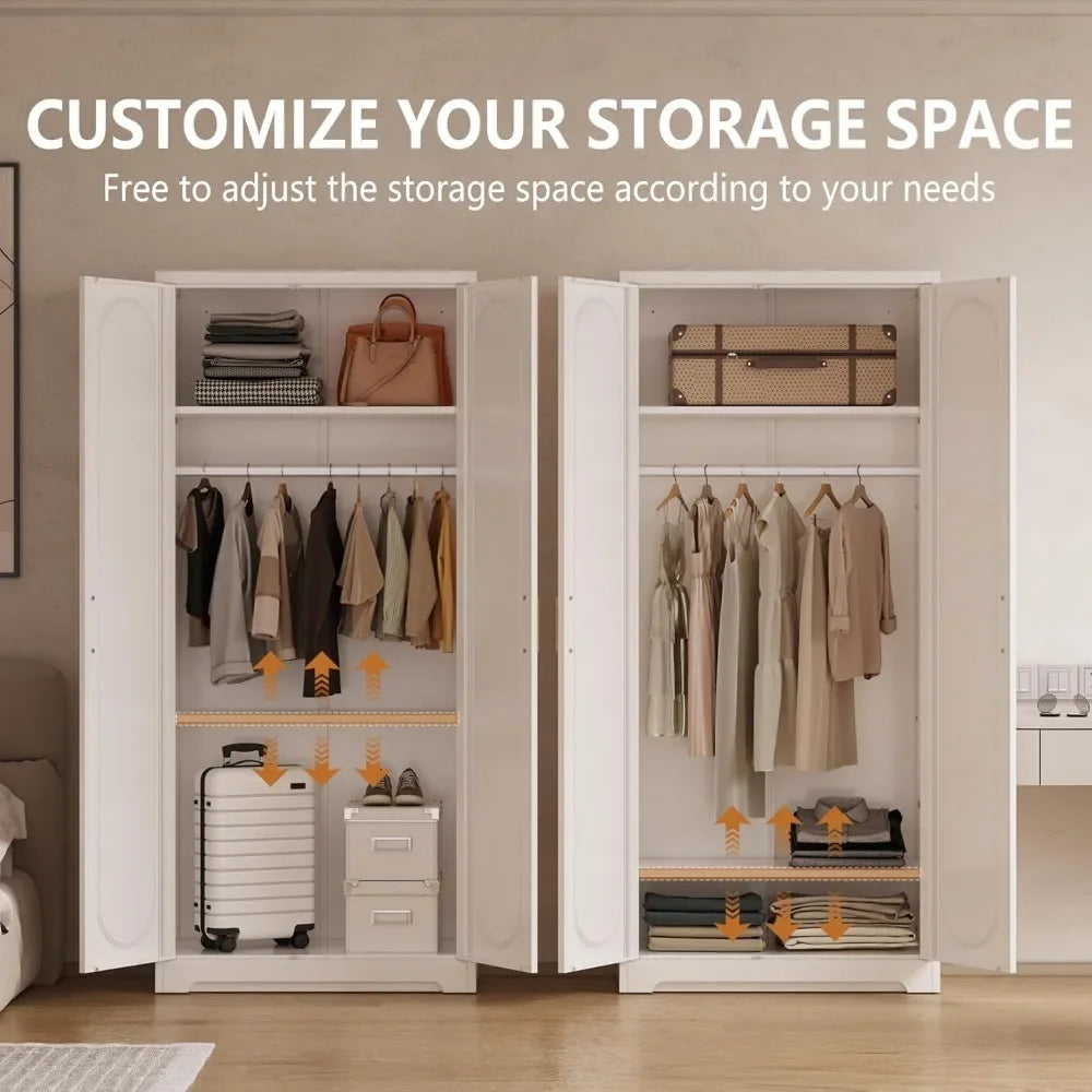 XMSJ Metal Armoire Wardrobe Closet For Hanging Clothes
