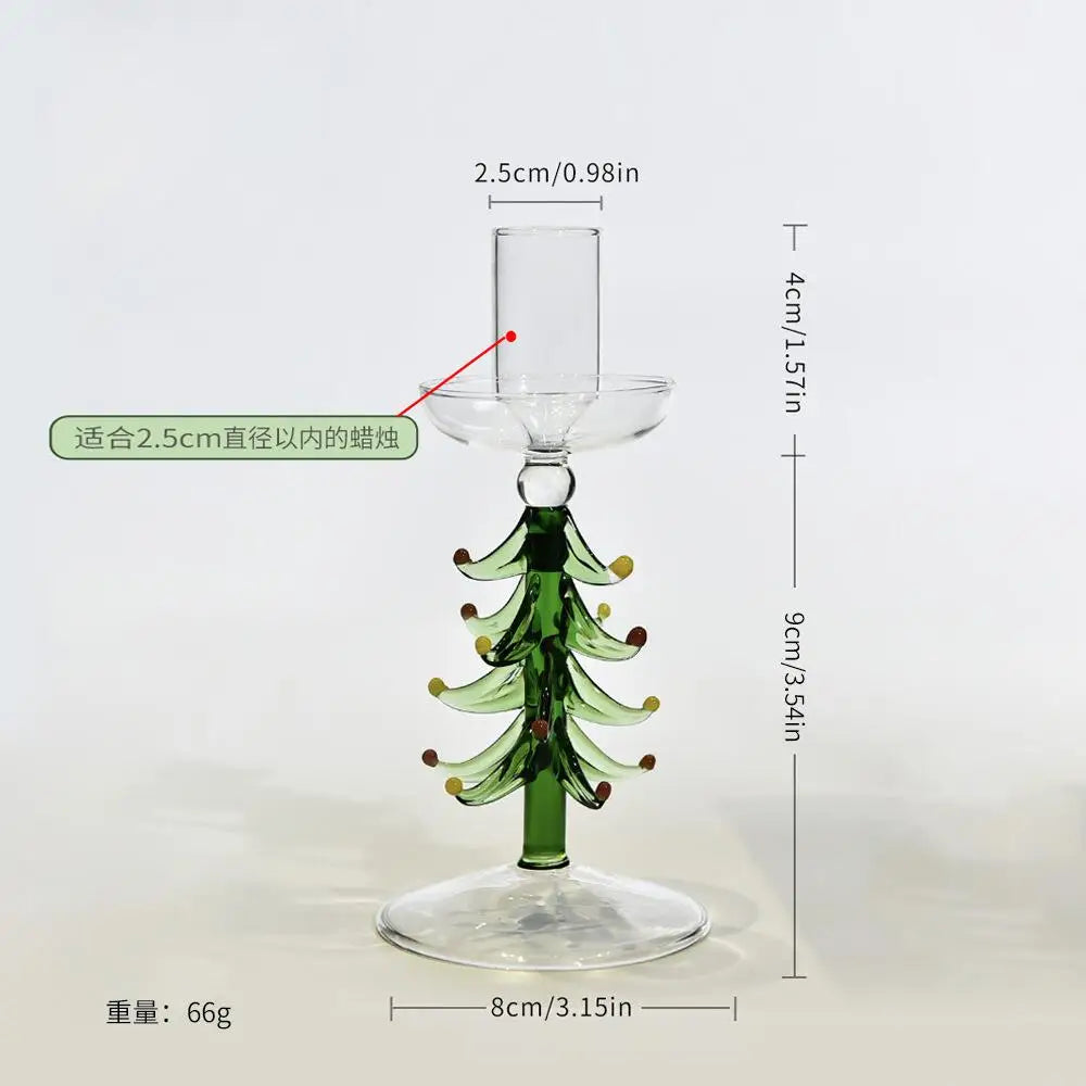 Nordic Christmas Trees Candle Stick Holder Tabletop Glass Borosilicate Candle Holders for Party Birthday Home Decor
