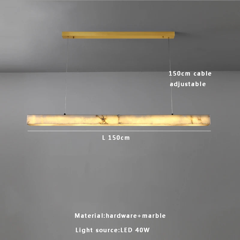 Natural Marble Ceiling Chandelier Luxury Long Stone Hanging Lamp Modern Art Decor Dining Room Kitchen Island Pendant Lamp
