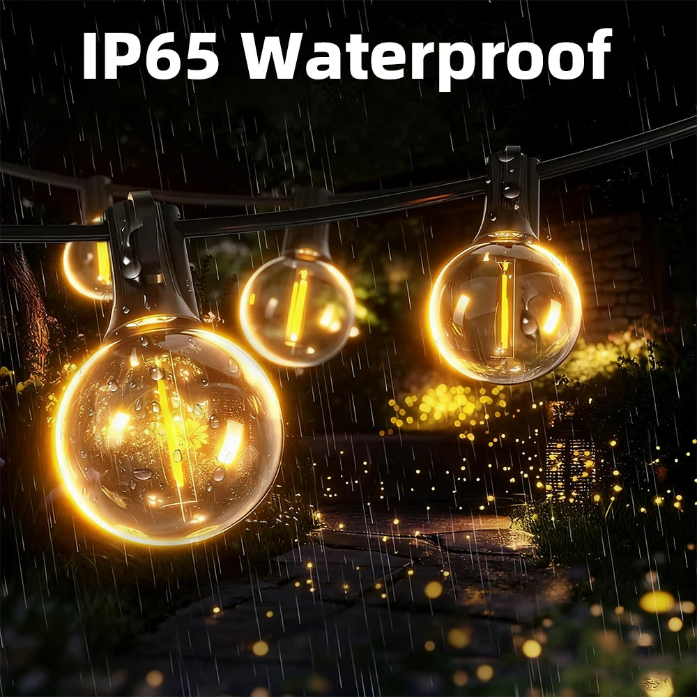 Outdoor Solar G40 Spherical LED String Lights IP65 Waterproof