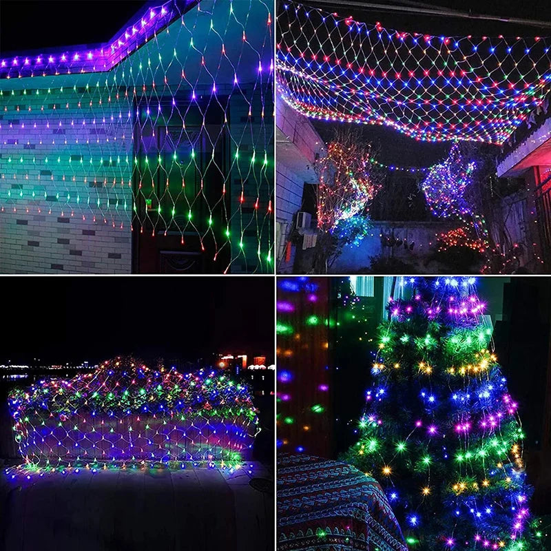 Solar Mesh Net Light Waterproof Garland Outdoor Led String Light 8 Mode 3M X 2M For New Year Decor Christmas Decorations 2025