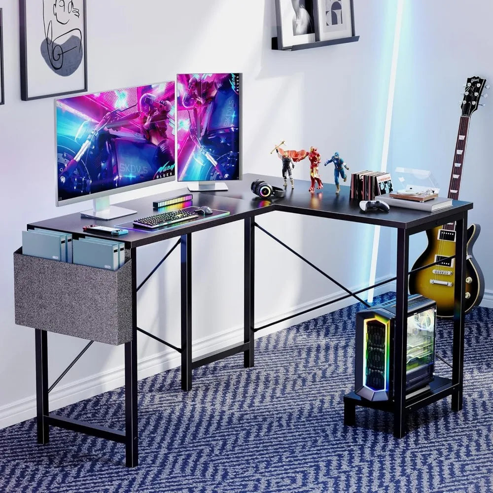 L-Shaped Gaming Desk With CPU Stand And Storage Bag