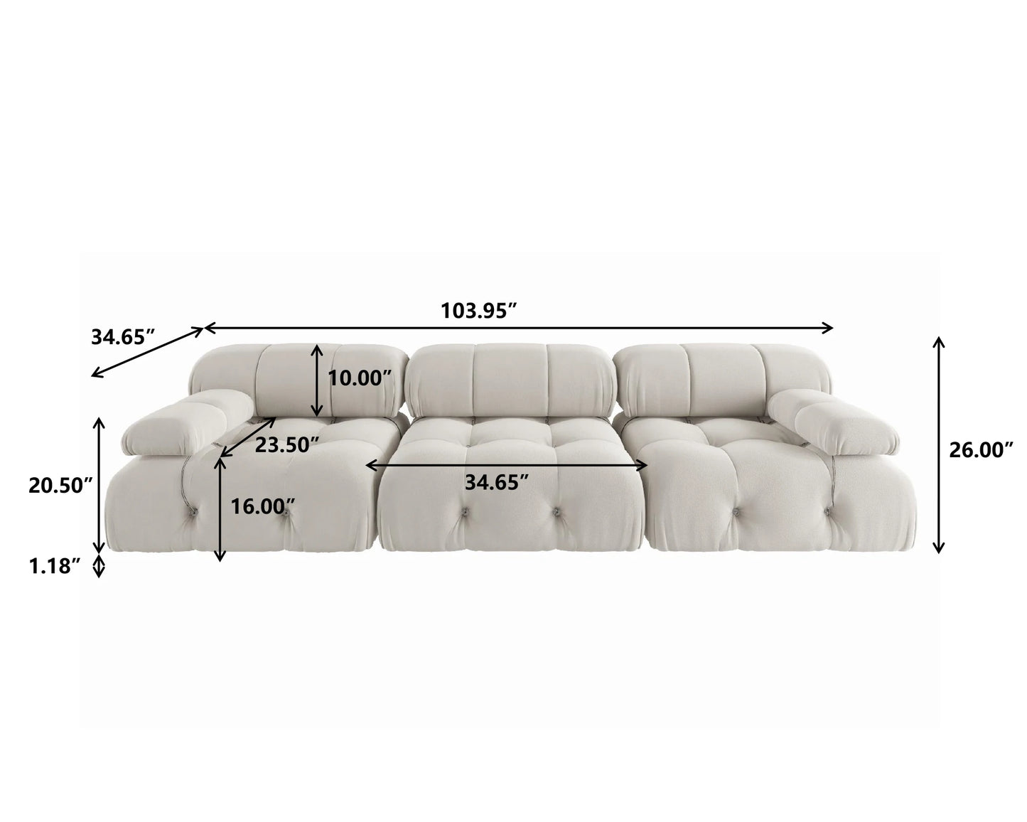 Sdorens Minimalist Velvet Modular Sectional Sofa Set