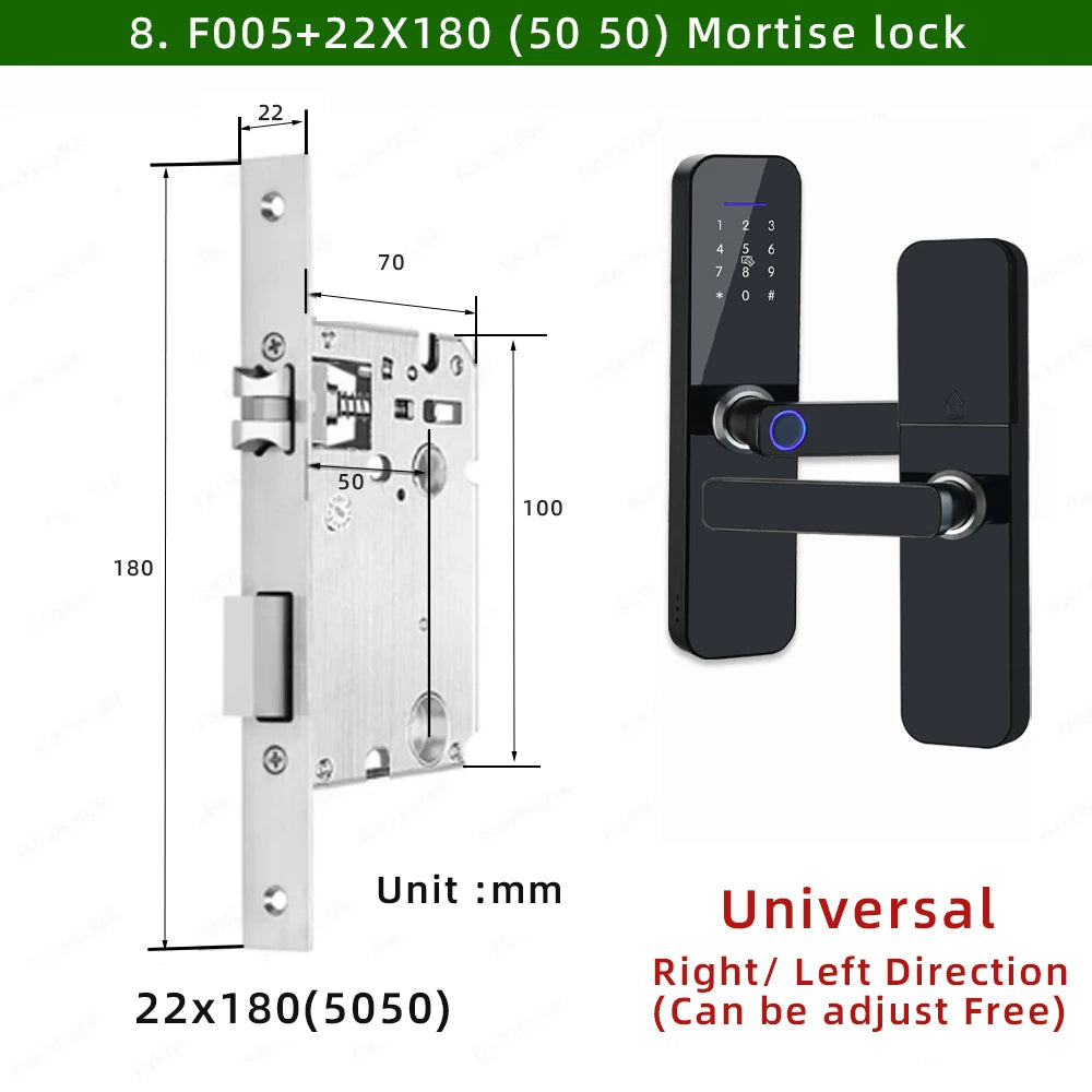 RAYKUBE F005 IP65 Waterproof Tuya Wifi Lock Electronic Smart Door Lock With Fingerprint/Smart Card/Password/Key/APP Unlock