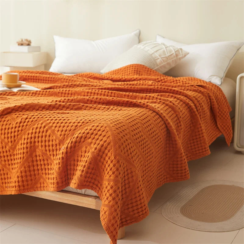 Cotton Throw Blanket,Solid Hollow Comfortable Towel Blankets,Breathable Soft Summer Quilt,Bed Cover For Kid Adult Drop Shipping
