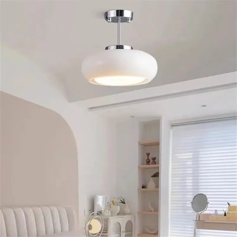 Winfordo French Glass chandelier light fixture mid century Brass hanging lamp for Living room Bedroom Corridor Balcony