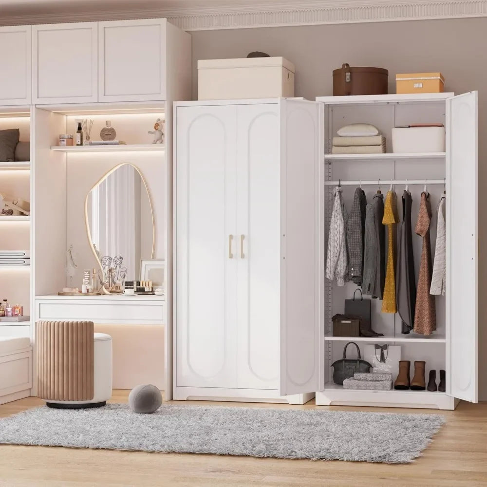 XMSJ Metal Armoire Wardrobe Closet For Hanging Clothes