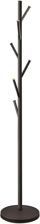 Freestanding Metal Coat Rack With 6 Hooks And Weighted Base
