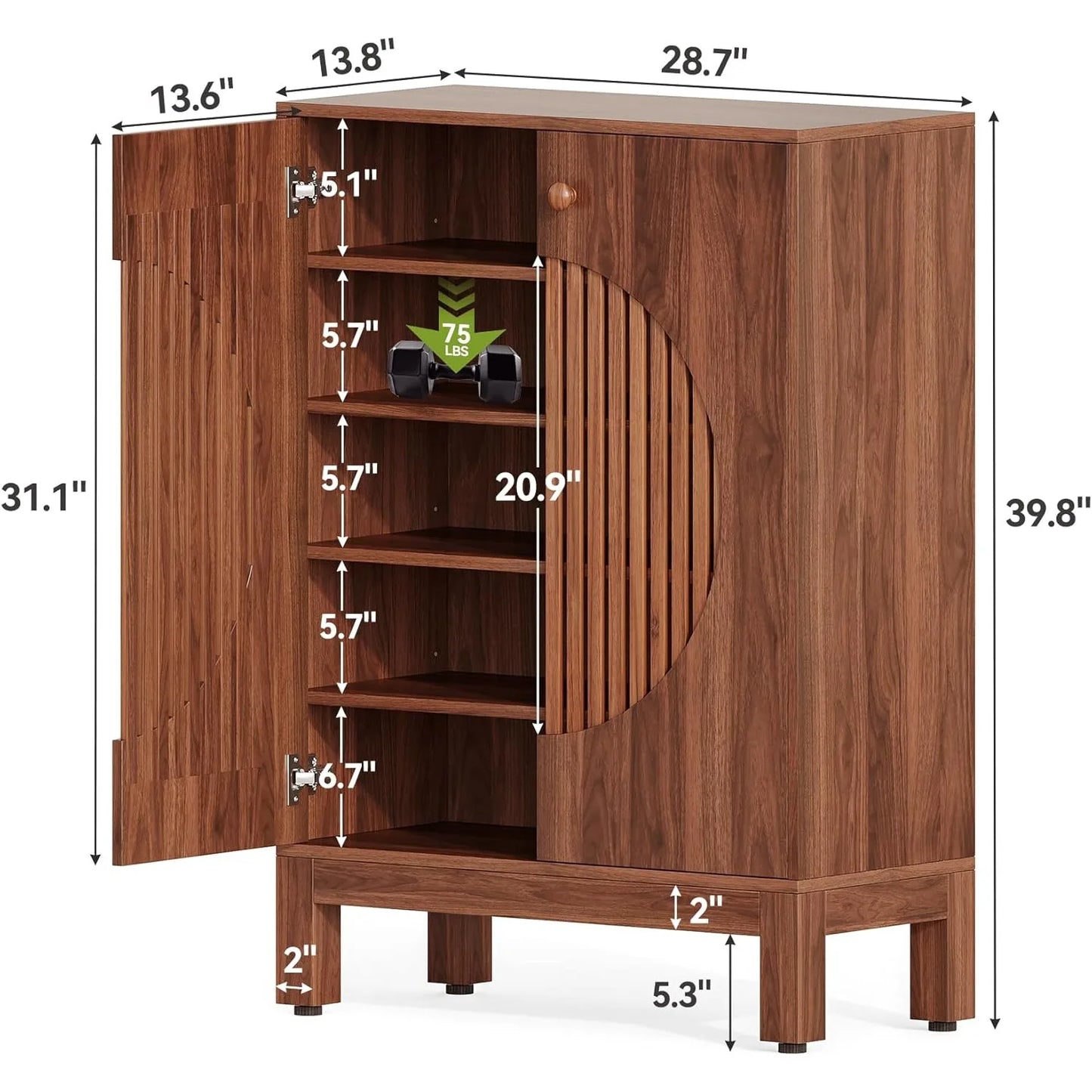 Little Tree 5 Tier Farmhouse Style Shoe Cabinet Organizer