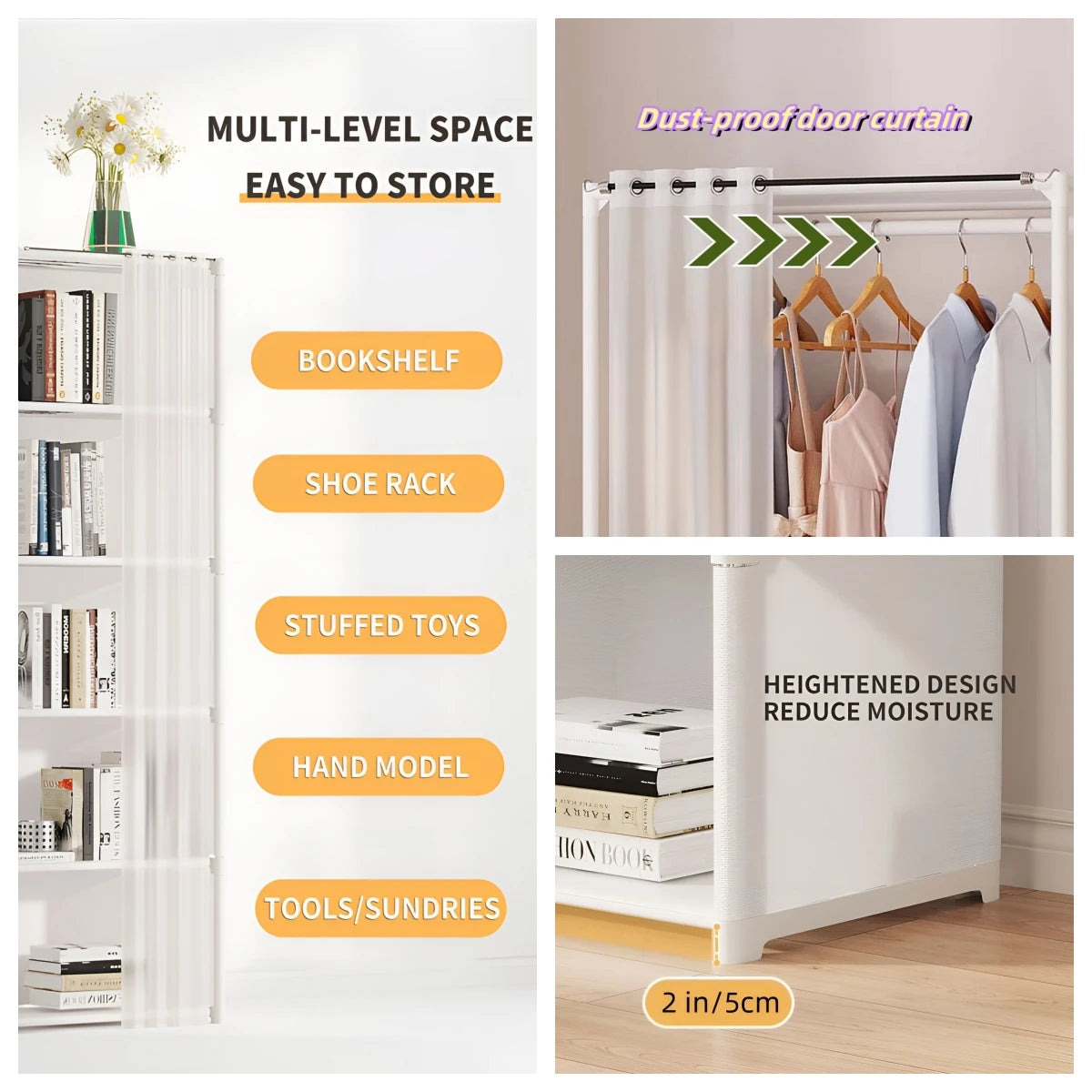6 Layer Dustproof Wardrobe Closet Organizer High Capacity
