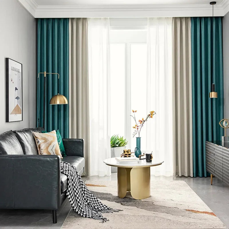 Nordic Light Luxury Meteor Cotton Linen Stitching Curtains Blackout Curtains for Living Room Bedroom Finished Customization