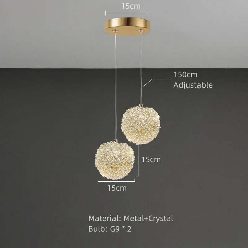 2024 New Luxury Bedside Crystal Chandelier High-end Warm Romantic Living Room Bedroom Aisle Ceiling Lamp Art Decor Light Fixture
