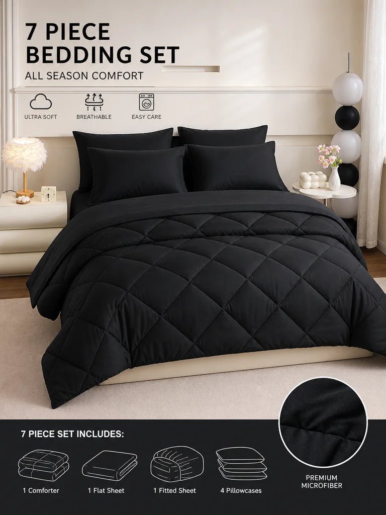 5pcs/7pcs Twin Full Queen King Bedding Sets Home Decor Comforter Flat Sheet Fitted Sheet Pillowcases Sleeping Sets