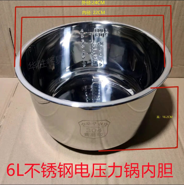 Stainless Steel 304 Nonstick Electric Pressure Cooker Liner For Rice Cooker