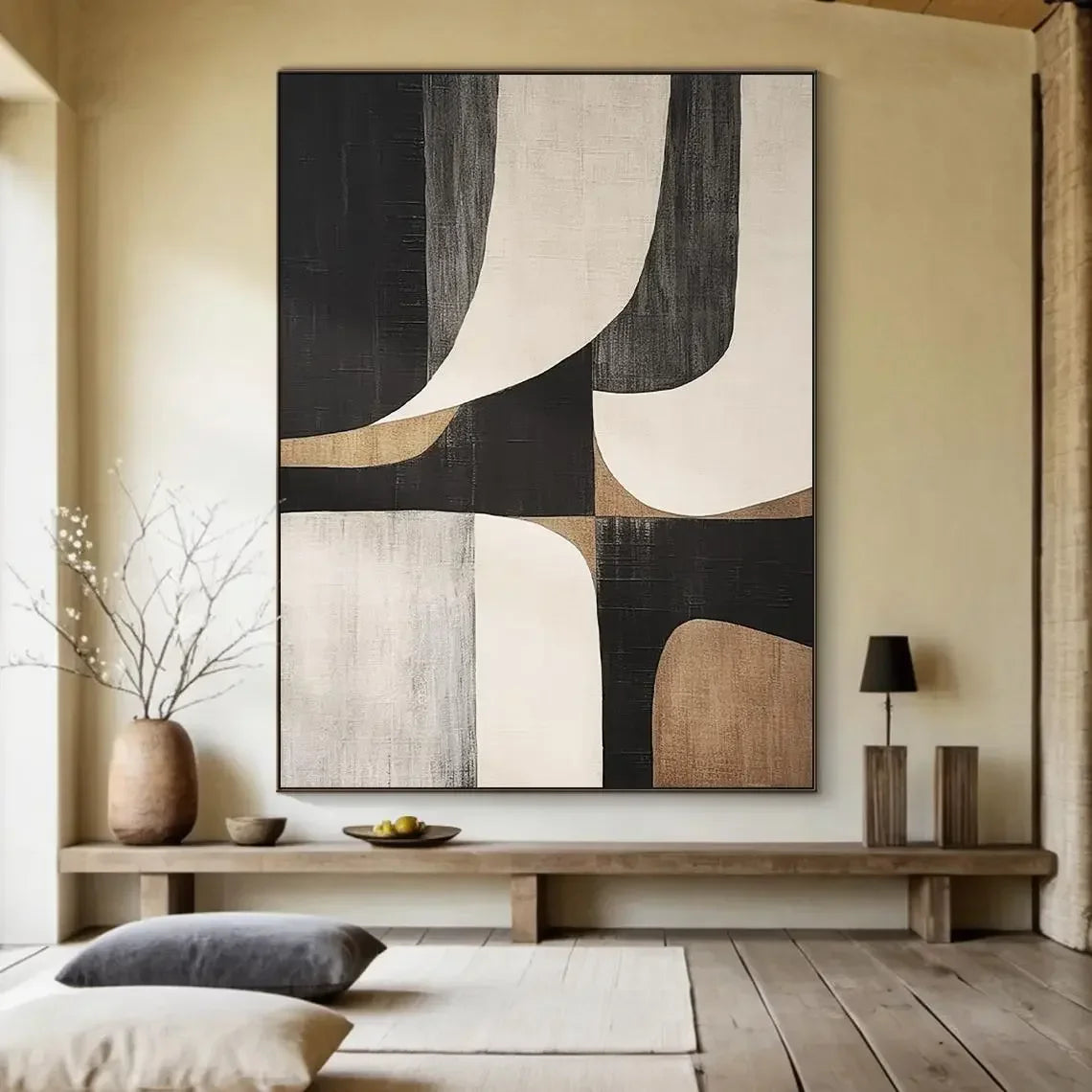 Large Beige Texture Abstract Handmade Painting Wall Art Abstract Minimalist Painting on Canvas Beige Neutral Living Room Deco