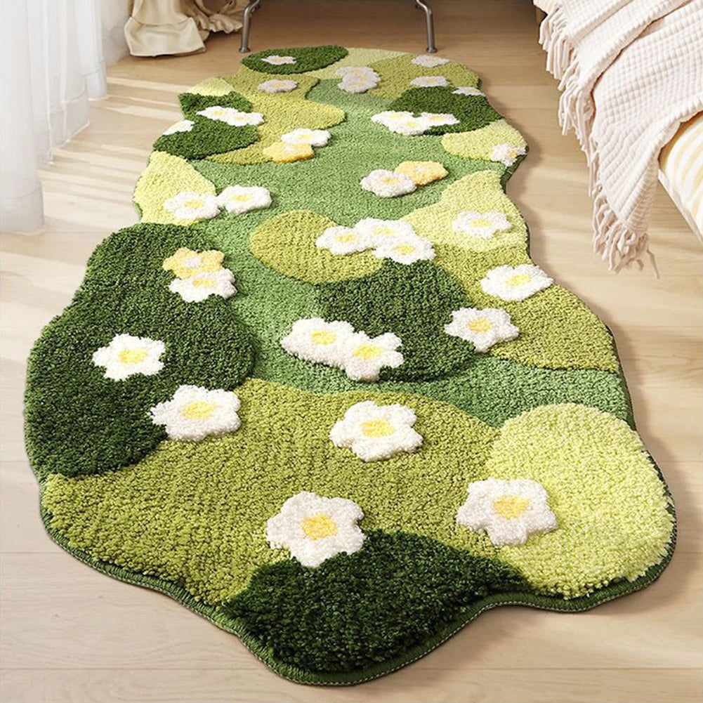 NONECN Fluffy Moss Rug Nordic Forest Floor Mat Bedroom