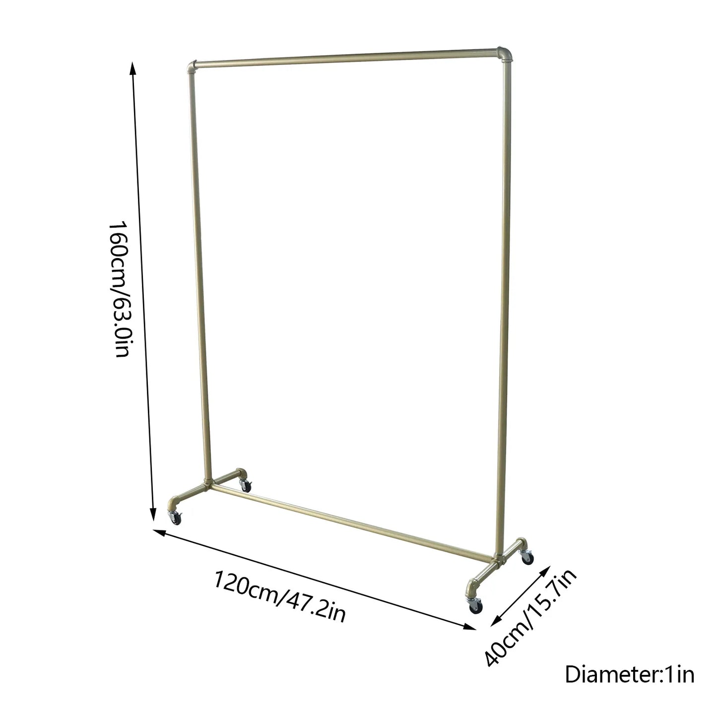 Bymaocar Metal Clothes Rack With Wheels Garment Holder