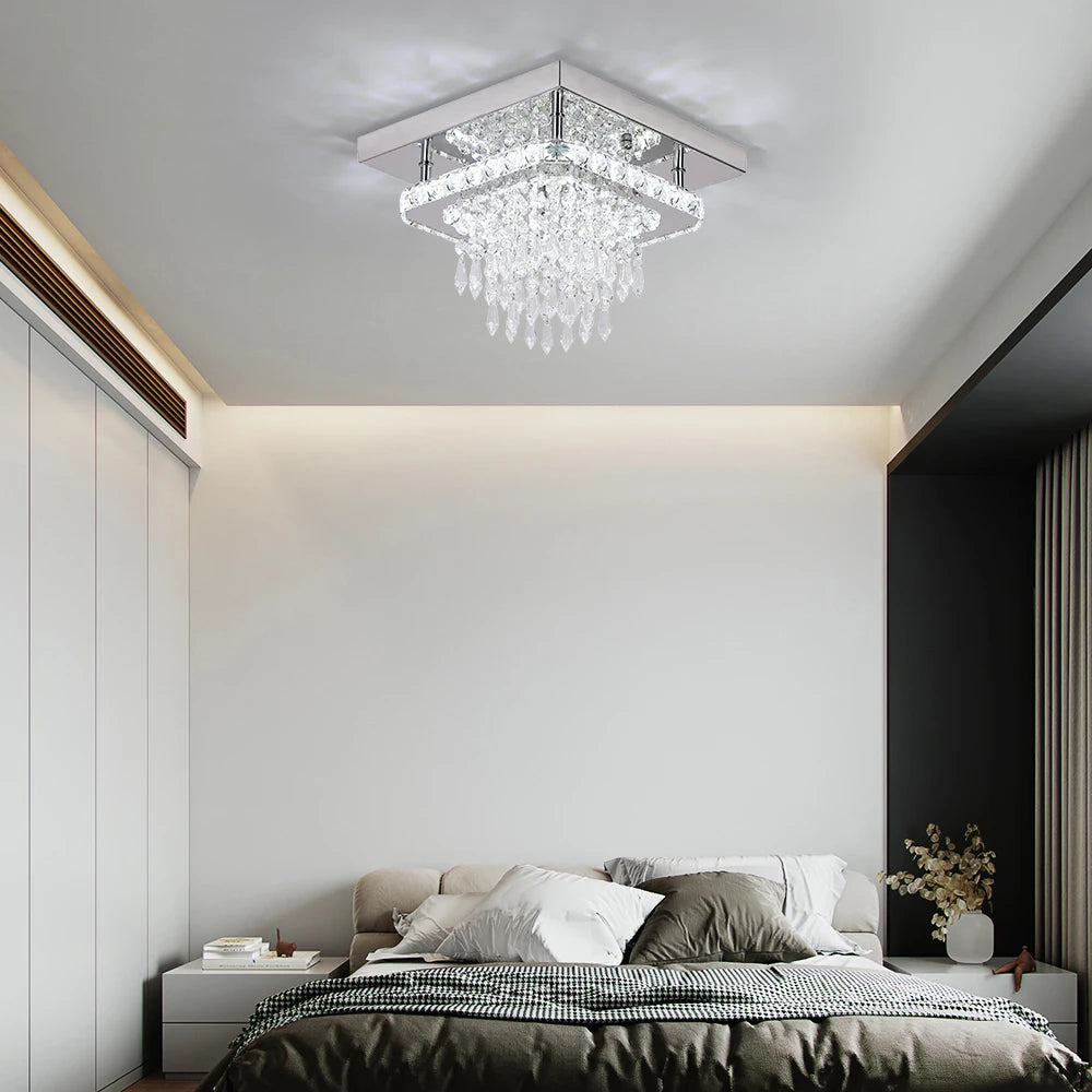 VETRULUS Luxury Silver K9 Crystal Ceiling Lamp Led Chandelier Modern Living Dining Room Decor Pendant Light Lustre Home Fixture