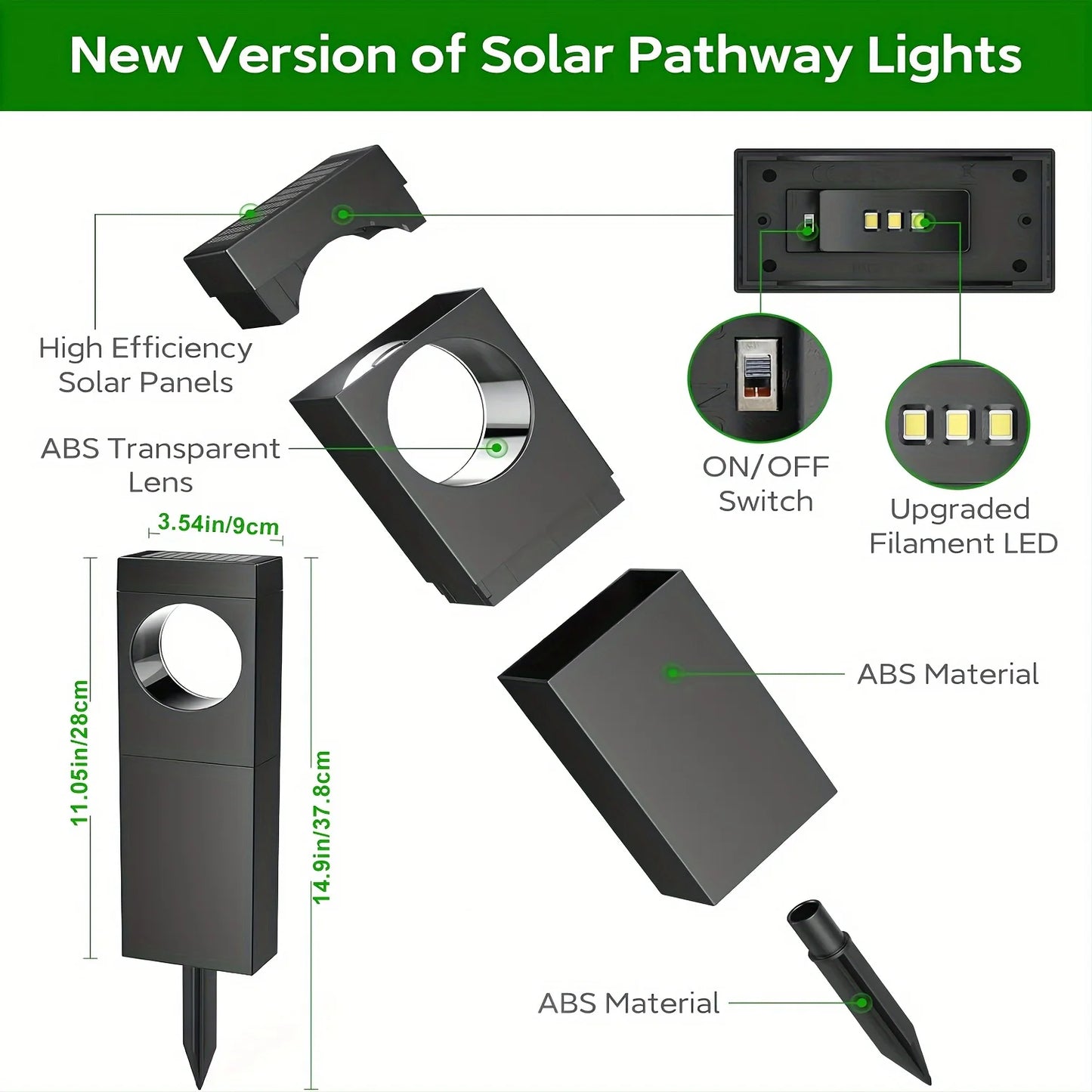 Solar Pathway Lights 4 Pack Auto On Off LED Outdoor Decor