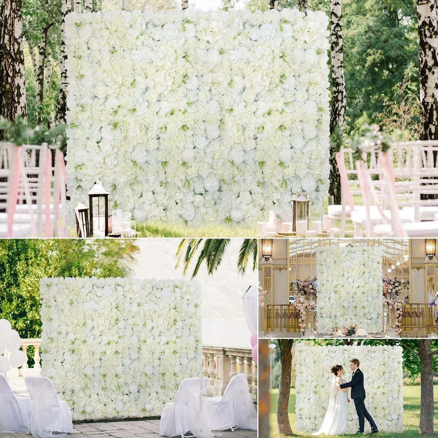 RUEESEECN 12 Pack Faux Roses Wall Panel 3D Backdrop