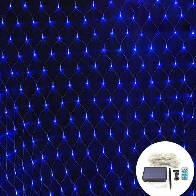 Solar Mesh Net Light Waterproof Garland Outdoor Led String Light 8 Mode 3M X 2M For New Year Decor Christmas Decorations 2025