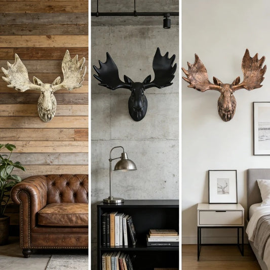 Resin Simulated Deer Head Sculptures Ornament Wall Hanging Retro Creative Sculptures Luxury Background Wall Decoration Art Decor