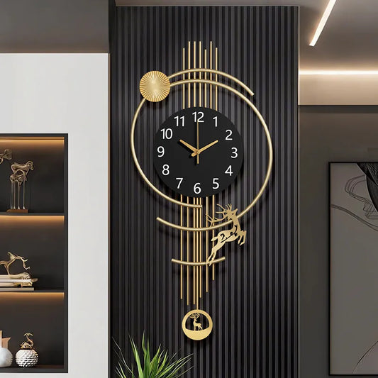 Luxury Modern Minimalist Wall Clock Living Room Large Creative Metal Silent Creative Round Kitchen Dining Room Wall Art Decor