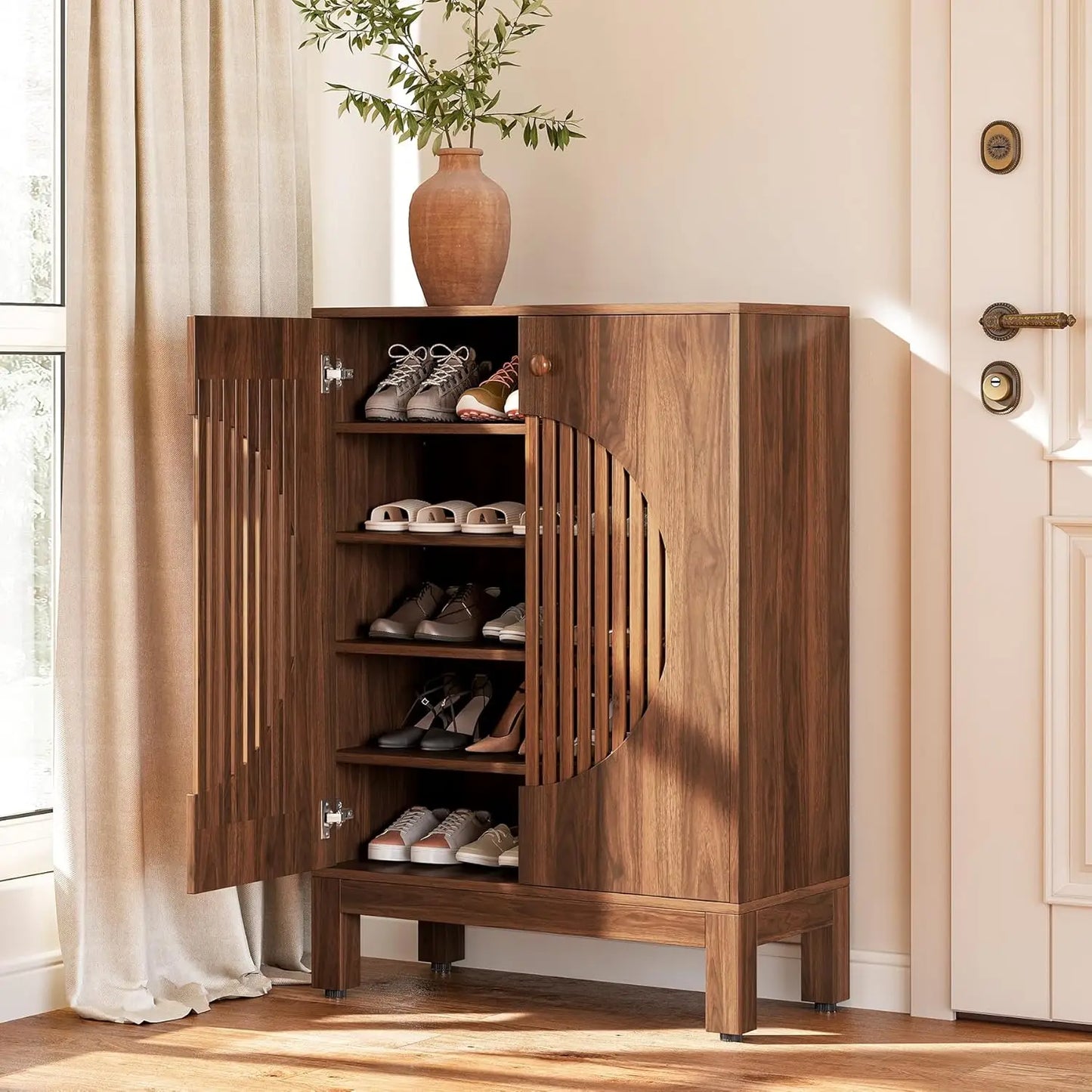 Little Tree 5 Tier Farmhouse Style Shoe Cabinet Organizer