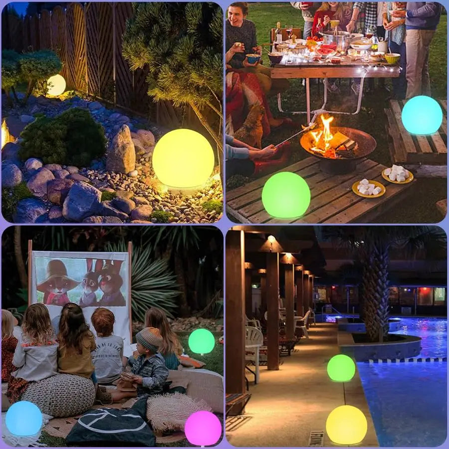 Solar Globe Light Outdoor, Waterproof Solar Ball Light for Outside w Remote, 16 RGB Color Changing Glowing Orb Lamp Landscape Li