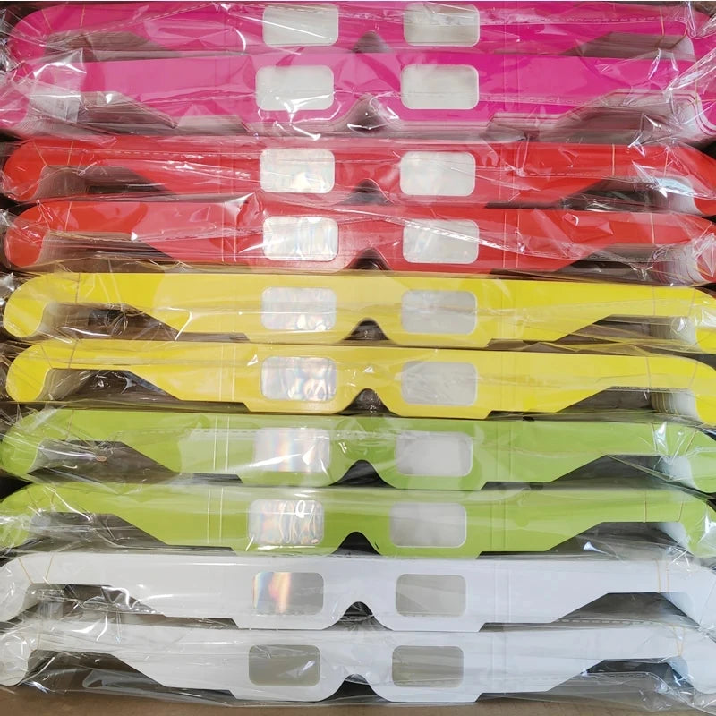 100pcs 3D Diffraction FireworksGlasses, Paper Prism Rave Glasses for Party Festival Concert Halloween Christmas New Year Eve